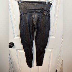 SPANX Black Faux Leather-Look Leggings